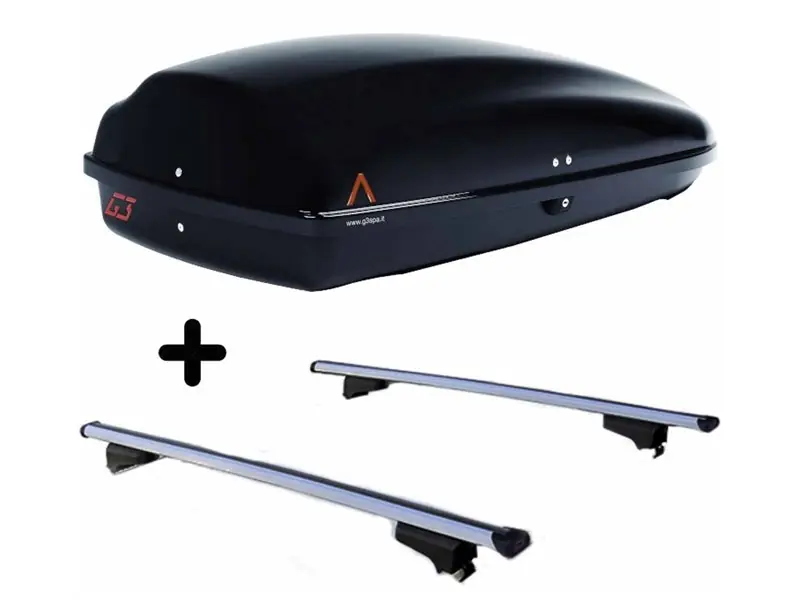 Set BOX + Barre Portatutto per CITROEN C3 AIRCROSS dal 2017 capiente 240 Litri Colore Nero con Chiave Barre 110 CM c/Serratura Economico
