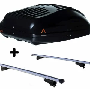 Vendita Finale Set BOX tetto con Barre per VOLKSWAGEN TOUAREG 2014-2018 capiente 220 Litri Colore Nero con Serratura Barre 127 CM c/Serratura