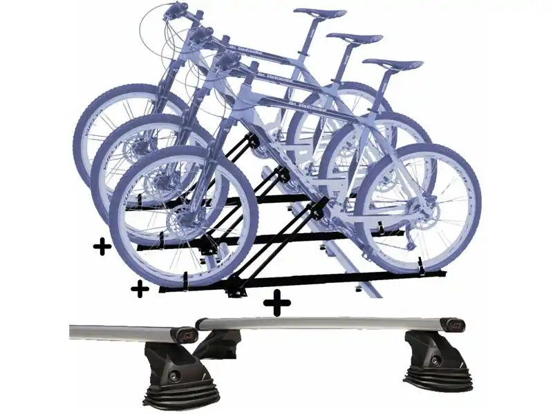 Set 3 Portabici tetto + Barre per CITROEN E-C4/E-C4 X 2020-2022 compatti con Chiavi Barre 127 CM c/Kit Attacchi montaggio facile Nuovo Arrivo