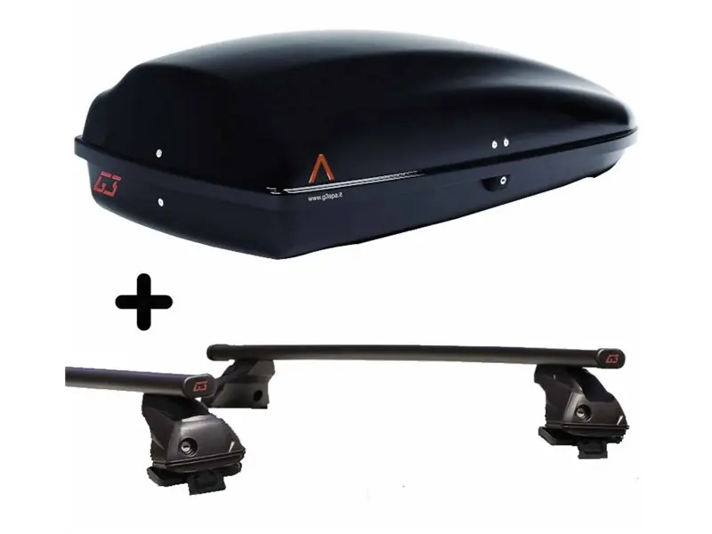 Bestseller Set Baule tetto + Barre per HYUNDAI i40 WAGON dal 2011 capiente 240 Litri Colore Nero con Serratura Barre 110 CM + Kit Attacchi