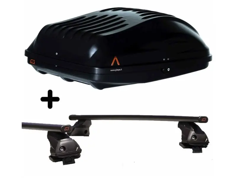 Set Baule + Barre Auto per DACIA SANDERO dal 2008 al 2020 capiente 220 Litri Colore Nero con Chiave Barre 127 CM + Kit Attacchi Ordina Subito